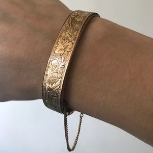 1872 Victorian bangle vintage grape leaf gold fill